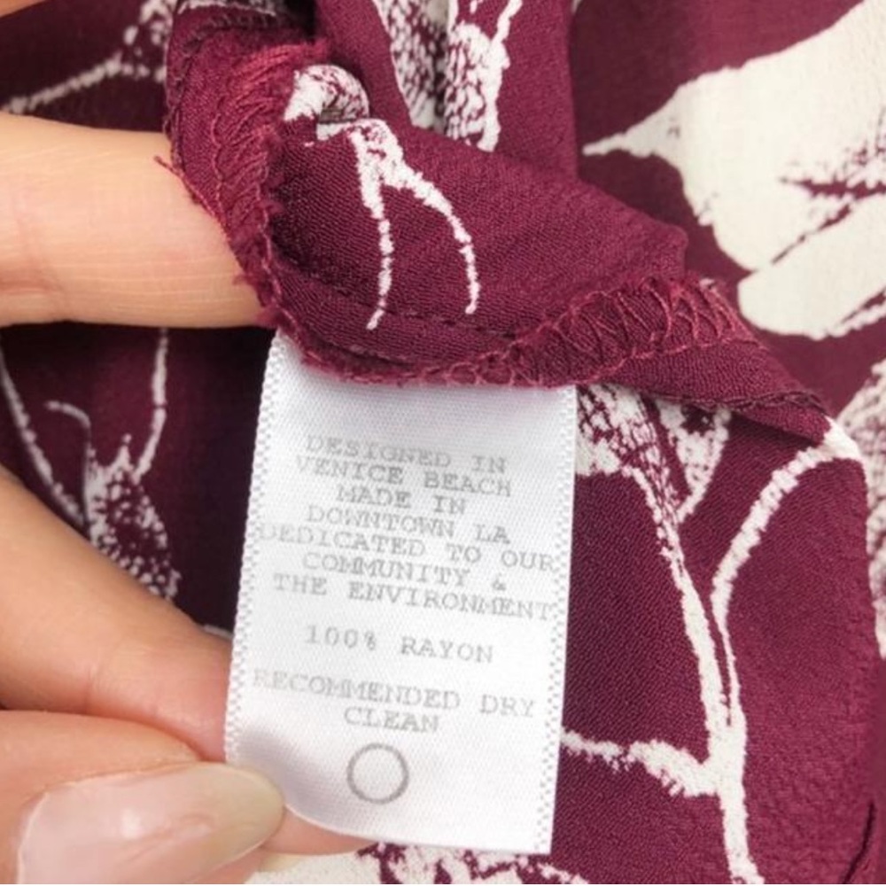 Flynn Sky White Floral Print on Burgundy Wrap Top - Picture 6 of 6